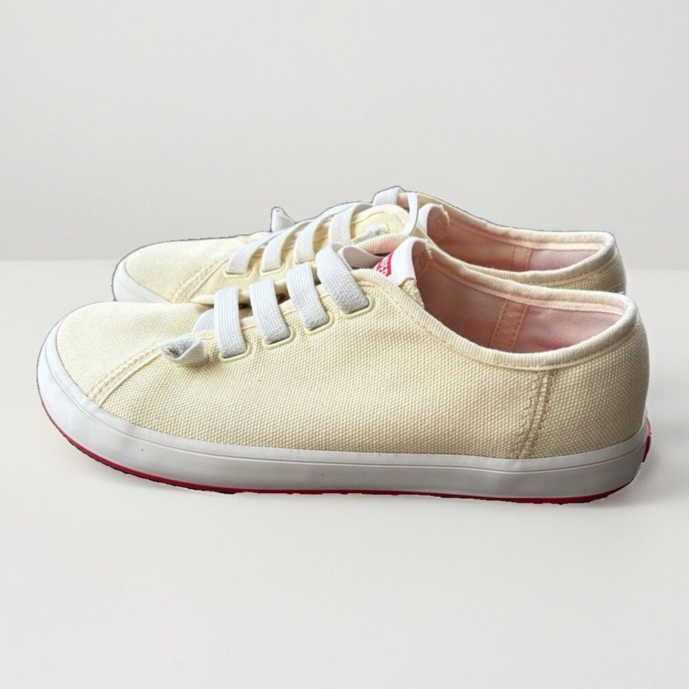 Camper Peu Rambla II Canvas Sneakers Womens Size 8 Cream Yellow Slip On Low